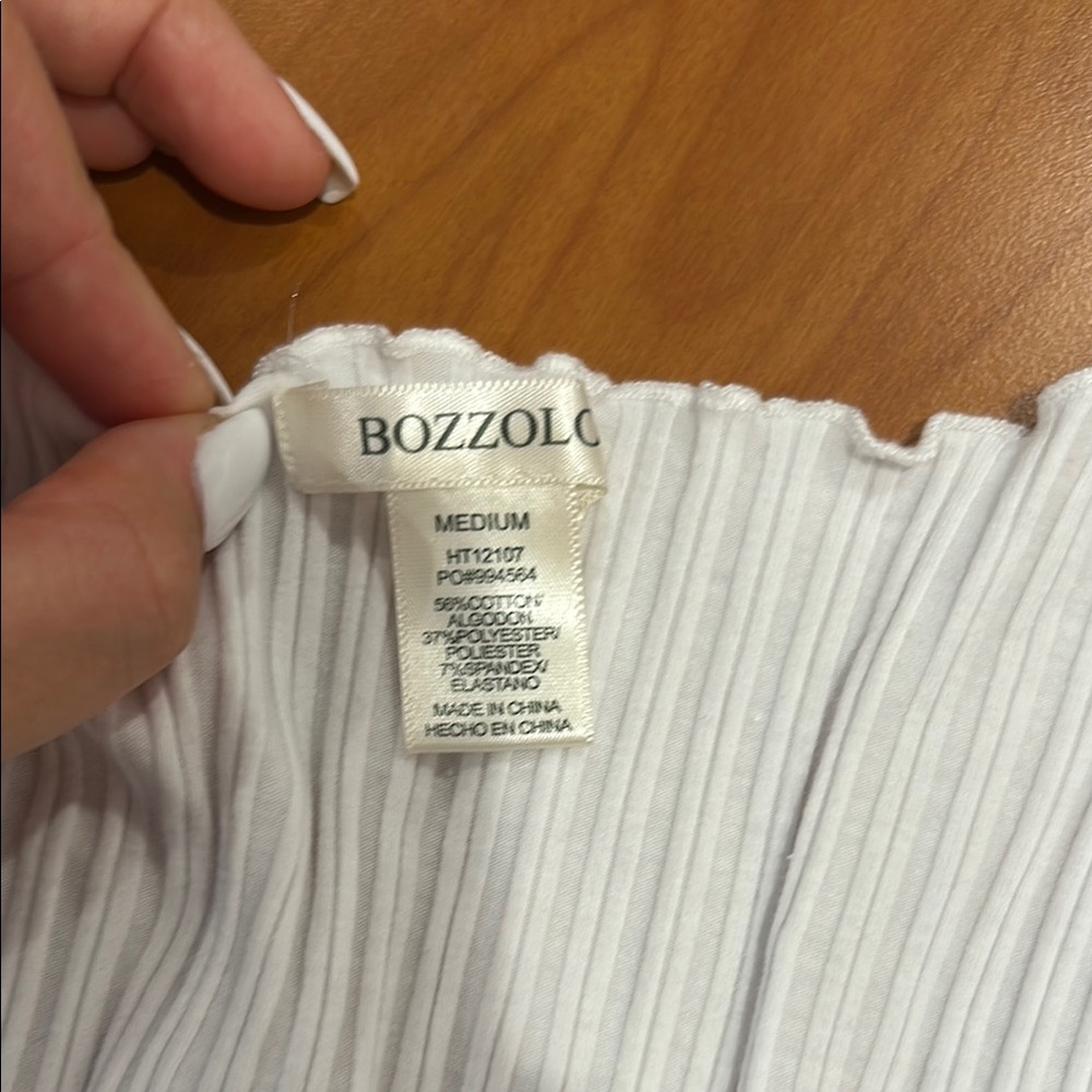 White Button-Up Ribbed Top - Picture 2 of 2